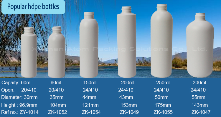 Different capacity of HDPE bottles