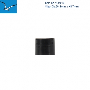 18 mm open black smooth plastic screw cap