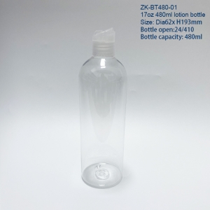 16 oz round pet bottle with clear disc cap