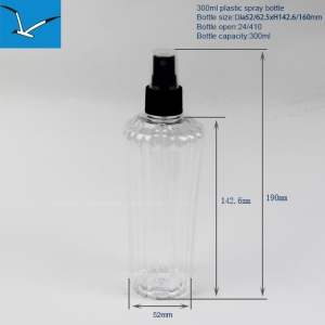 300ml clear ET plastic spray pump bottle