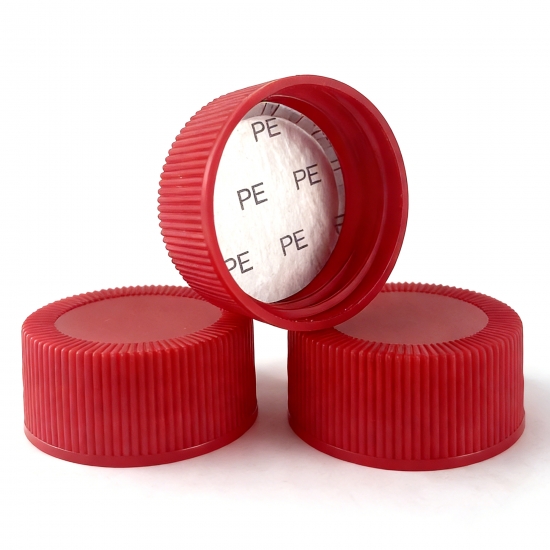 28mm PP Screw Cap Ribbed Food Grade PE Seal Liner Leak Proof Plastic Closure Universal for Cosmetic or Food Bottle Packaging