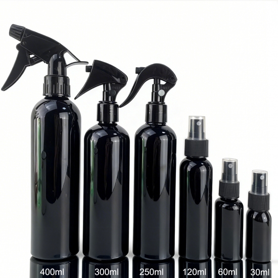 30ml 60ml 120ml 250ml 300ml 400ml Empty Black PET Plastic Bottles Perfume Car Home Cleaning Packaging Fine Mist Spray Bottle