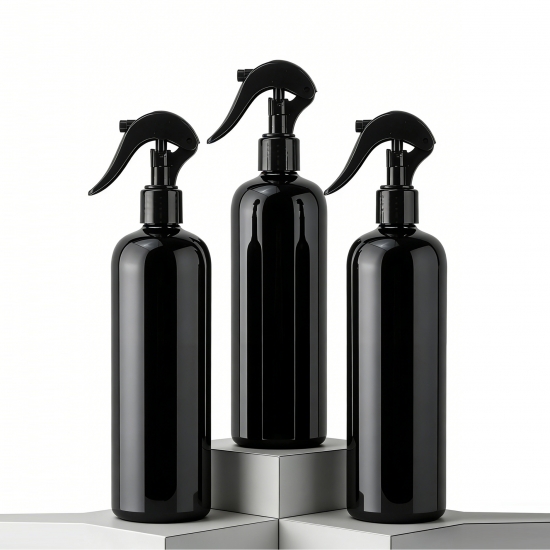 500ml 17oz PET Plastic Mist Fine Bottles with Black Trigger Spray Nozzle Cap Room Freshener Household Car Cleaning