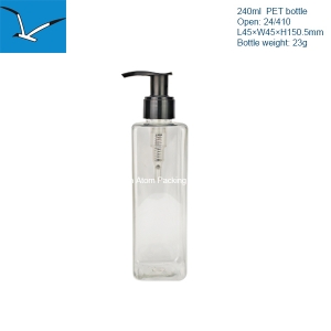 240ml square shampoo lotion bottle