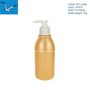 320ml round plastic bottle for pet cosmetics shampoo and conditioner, with pump