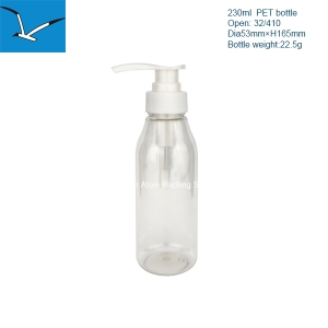 230ml plastic inclined shoulder lotion bottle