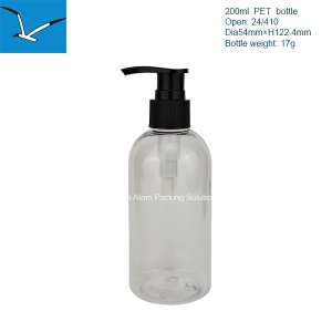 200ml plastic round shoulder bottle