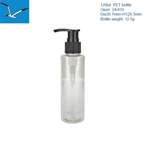 120ml plastic flat shoulder lotion pump bottle