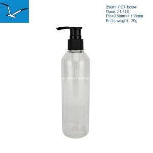 250ml transparent round shoulder lotion bottle