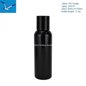 100ml black flat shoulder plastic empty lotion bottle