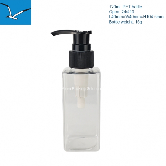 120ml square transparent lotion bottle pet shampoo bottle