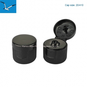 20/410 PP black flip top shampoo bottle cap plastic stripe flip top cover
