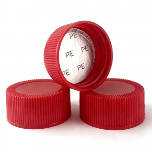 28mm PP Screw Cap Ribbed Food Grade PE Seal Liner Leak Proof Plastic Closure Universal for Cosmetic or Food Bottle Packaging