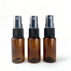 Wholesale Empty 15ml Cylinder Amber Small Fine Mist PET Plastic Spray Bottles Mini Pump Bottle Lotion Perfume Cosmetic Packaging
