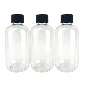 250ml 8oz Empty PET Transparent Black Boston Bottle Screw Cap Cosmetic Use Shampoo Face Cream Essential Oils Lotion Hand Wash