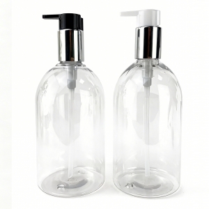 Empty 16oz 500ml for PET Bottle Twist Lock Dispenser Silver Press Pump Screen Printed Cosmetic Shampoo Shower Liquid Soap Gel