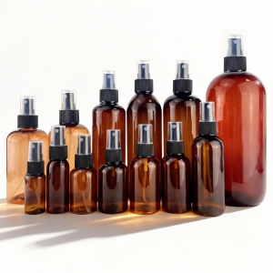 15ml 1oz 2oz 4oz 6oz 8oz 10oz 100ml 750ml Amber PET Round Plastic Bottle Pump Sprayer Shampoo Body Lotion Cosmetic Packaging