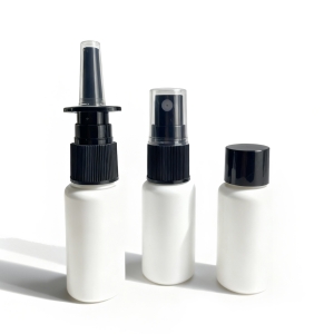 In-Stock 20ml HDPE Round Squeeze Portable White Fine Mist Pump Sprayer Black Nasal Spray Pill Liquid Medicine Cosmetic