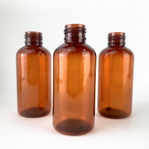 4oz 120ml Amber PET Boston Round Bottles 24/410 Neck UV & Screen Printed Containers Lotion Shampoo Conditioner Serum Skin Care