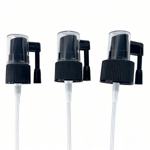 18/410 20/410 24/410 Customizable Black Medical Plastic Nasal & Throat Fine Mist Non-Spill Ribbed Closure Spray Pump Sprayer