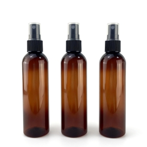 Wholesale 4oz 120ml Amber PET Bullet Shape Cosmetic Bottles 20/410 Black Pump Screen Printing Lotion Shampoo Conditioner Hotel