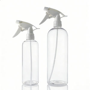 1000ml 500ml for Transparent PET Boston Shape Bottles Trigger Spray Fine Mist Screw Cap Shampoo Car Home Kitchen Cleaning
