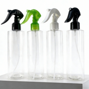 250ml 8oz Clear PET Plastic Mist Fine Bottles with Black White Green Trigger Spray Nozzle Cap Household Cleaning Room Freshener