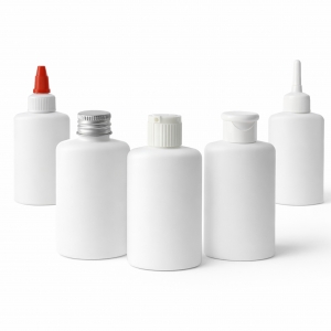 60ml White PE Plastic Squeeze Bottles Empty Bottle with Turret Twist Pointed Aluminum Flip Top Cap Option Glue Cosmetic Dispense