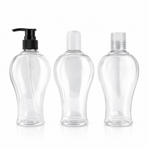 8oz 250ml Clear Waisted PET Empty Bottles Lotion Pump Disc Top Cap Options for Body Wash Shampoo Customizable Logo Bottle