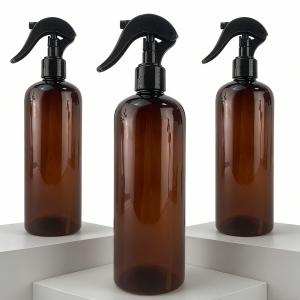 Custom Color 500ml PET Plastic Empty Mist Spray Bottle Amber for Car Cleaning Refillable Trigger Screw Cap Kitchen Bedroom