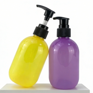 2026 New 7oz 210ml Yellow Purple Empty PET Plastic Lotion Pump Bottle Hand Wash Shampoo Conditioner Family Packaging Container