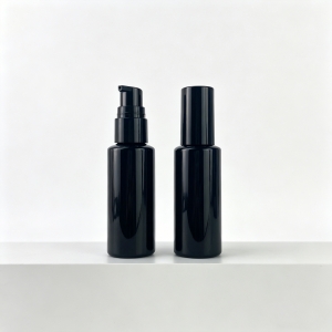 50ml Black PET Plastic Pump Bottle Empty Refillable Cosmetic Container Perfume Toner Lotion Heat Transfer Printing Private Label